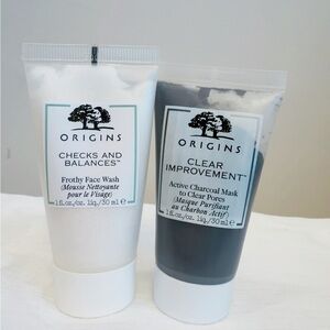 Origins Skincare Set: Checks and Balances Face Wash & Charcoal Mask Travel Size
